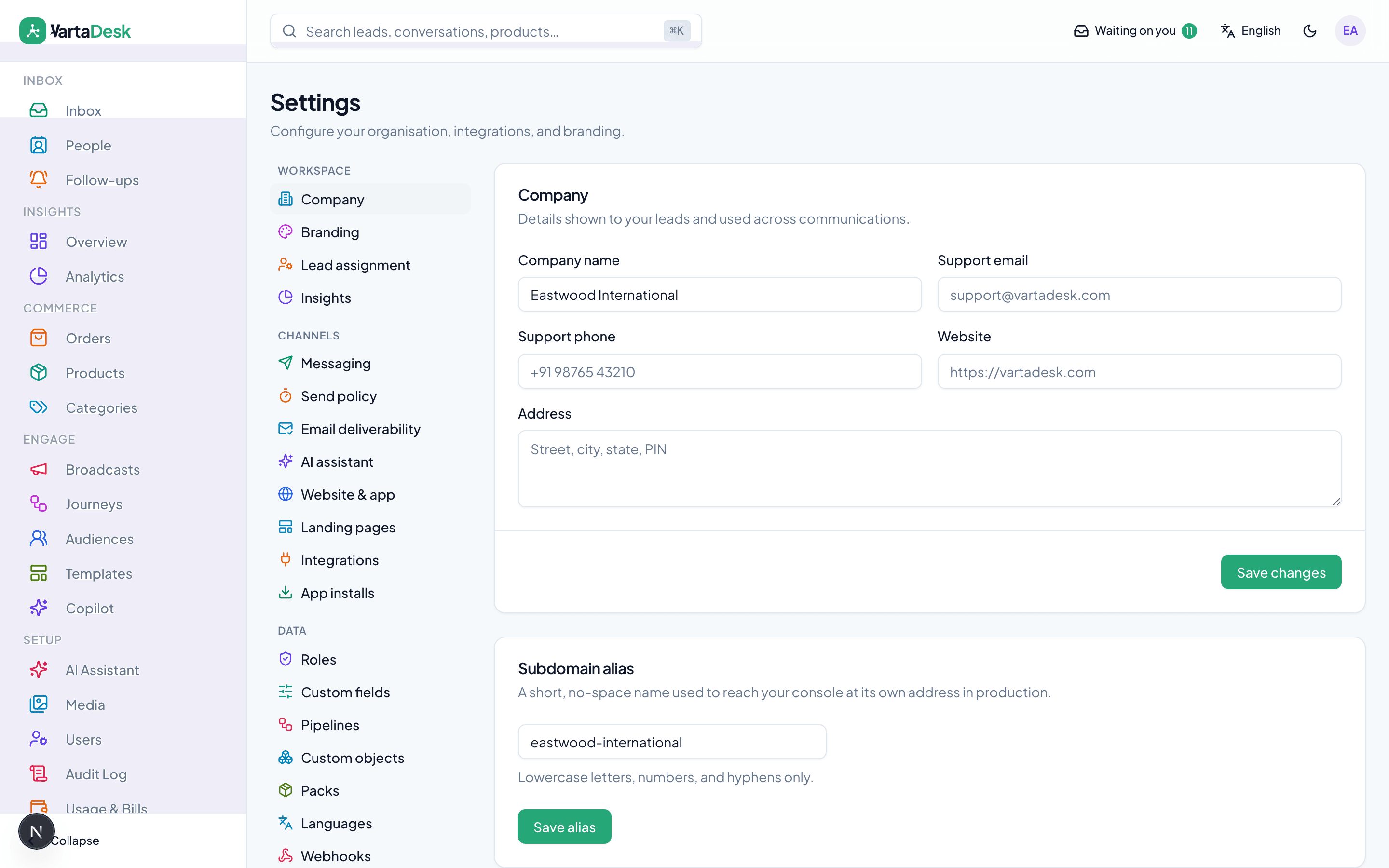 Workspace settings