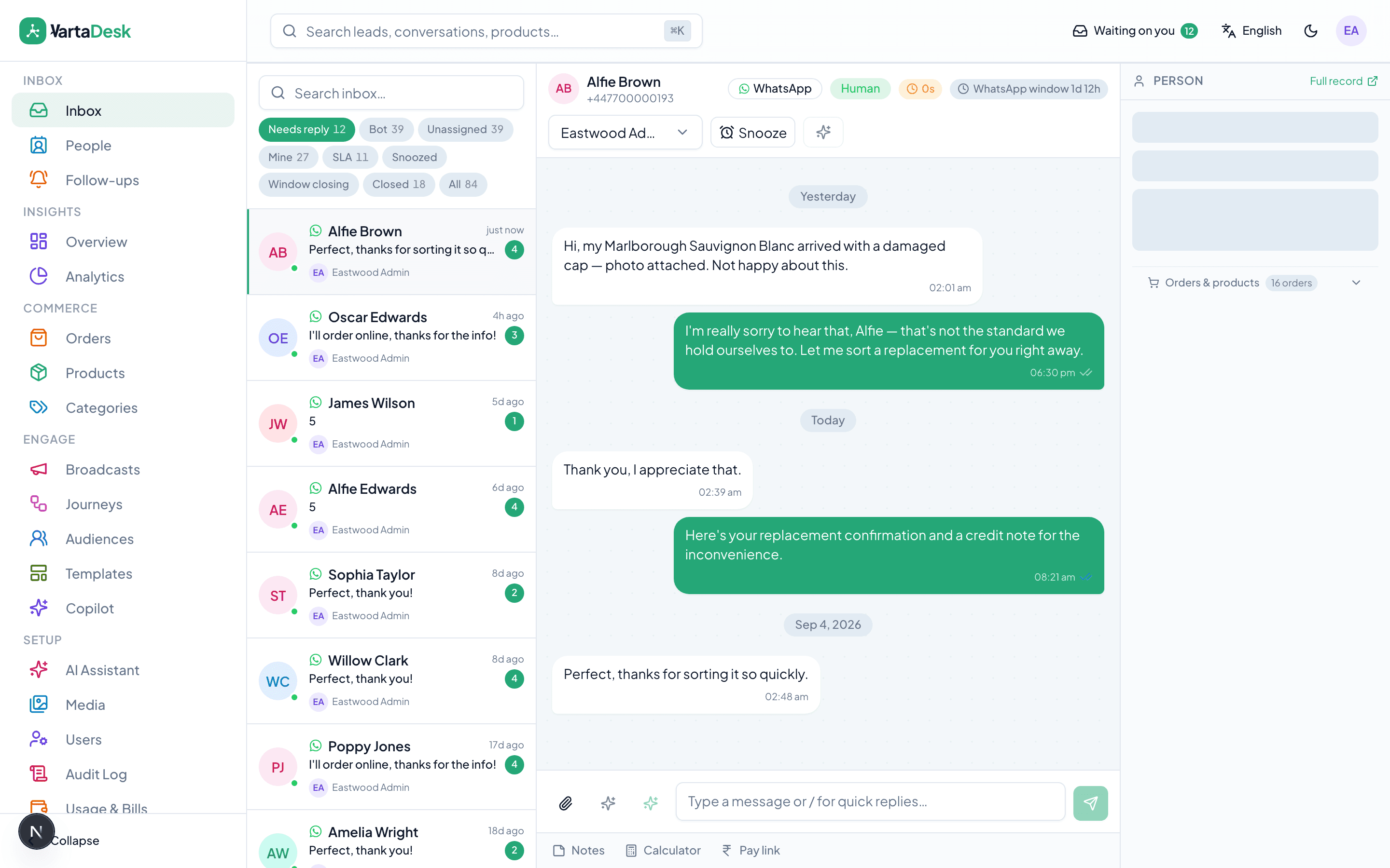 Case on the conversation with knowledge and status beside the thread